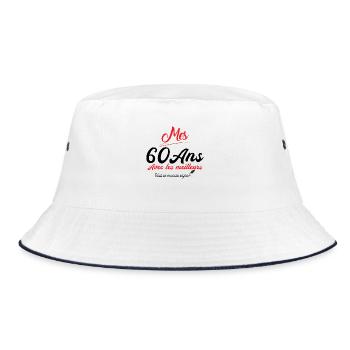 Unterzeichnen 60 Jahre Jubiläum Jubiläum 60 Jahre Unterschrift - Bucket Hat - Weiß/Navy - Vorne