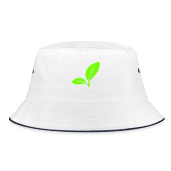 2 Green Beautiful Leaves Eco Spring Summer Nature - Bucket Hat - white/navy - Front