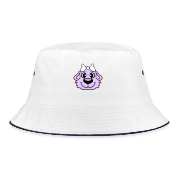 Dog Face Girl Cute Bow Female Woman - Bucket Hat - white/navy - Front