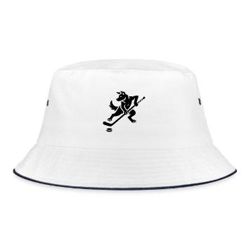Husky Silhouette Hockey Minimalist Design - Bucket Hat - white/navy - Front