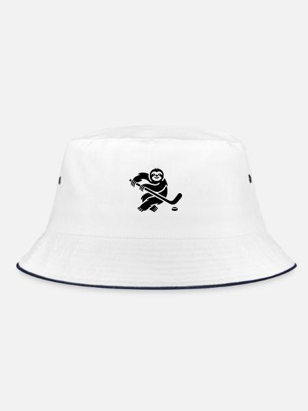 Sloth Hockey Silhouette Minimalist - Bucket Hat - white/navy - Front