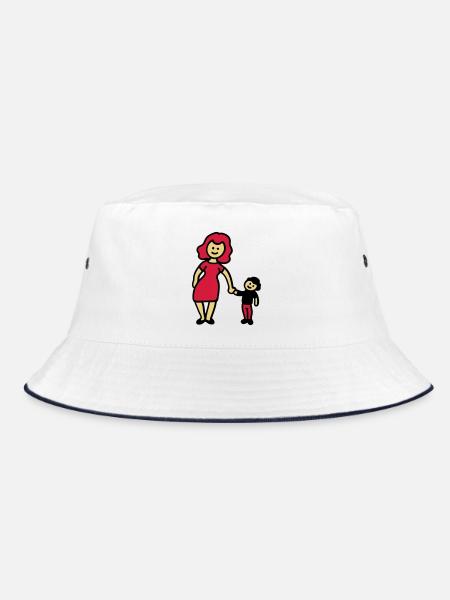 Mutter / Oma + Kind 3 - Bucket Hat - Weiß/Navy - Vorne