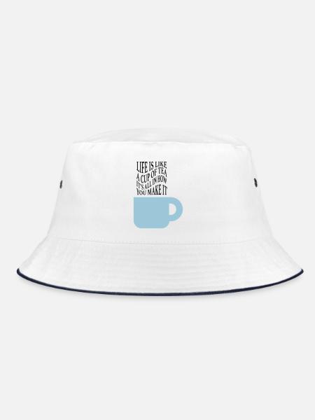 Das Leben ist wie Tee - Bucket Hat - Weiß/Navy - Vorne