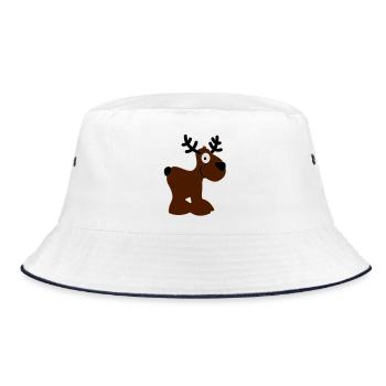 Elch Karibu Rentier Reh schnee Hirsch Weihnachten - Bucket Hat - Weiß/Navy - Vorne