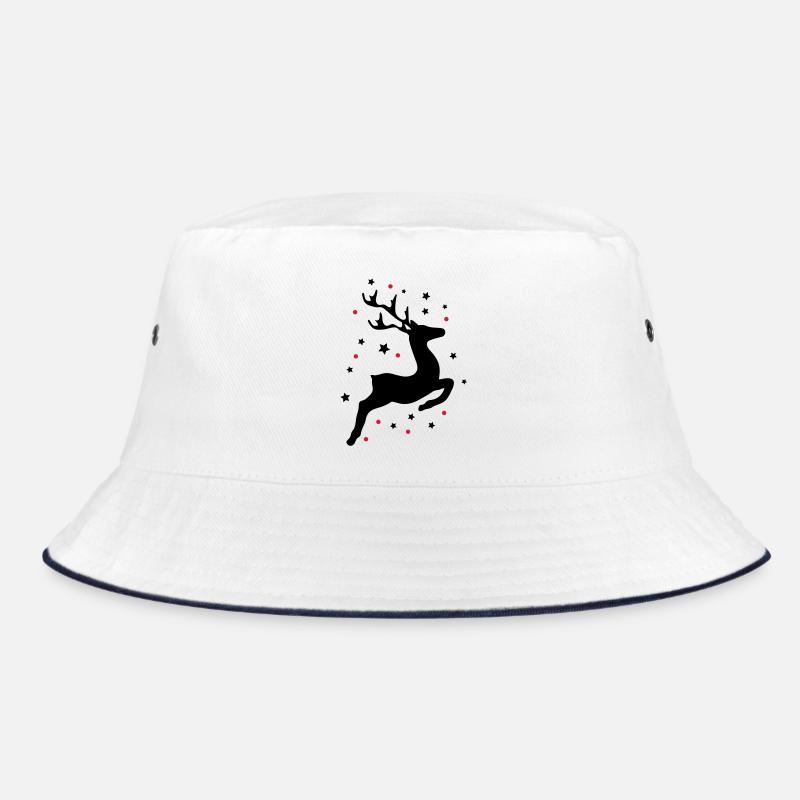 springendes Rentier - Bucket Hat - Weiß/Navy