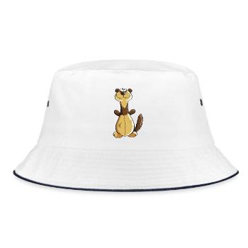 Freches Frettchen Comic - Geschenk - Iltis - Bucket Hat - Weiß/Navy - Vorne