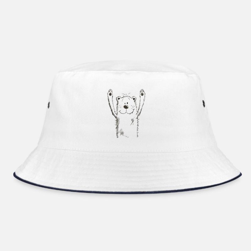 Witzer Bär I Bärchen I Teddy I Eisbär Comic - Bucket Hat - Weiß/Navy