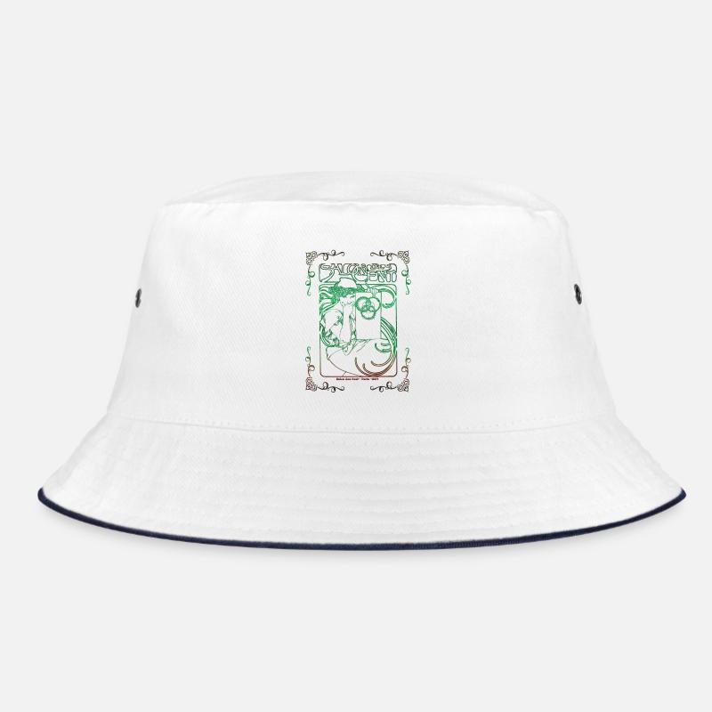 Alfons Mucha - Bucket Hat - Weiß/Navy