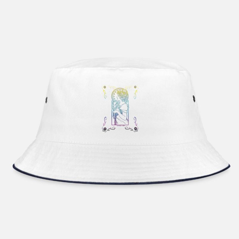 Alfons Mucha - Bucket Hat - Weiß/Navy