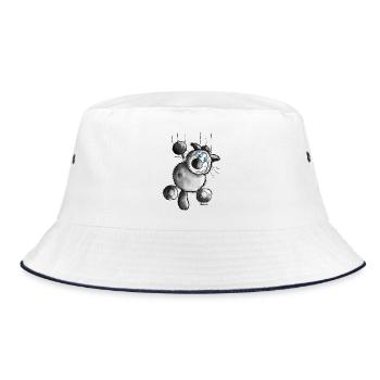 Crazy Cat Cartoon- t-shirt design - Siamese Cat - Bucket Hat - white/navy - Front