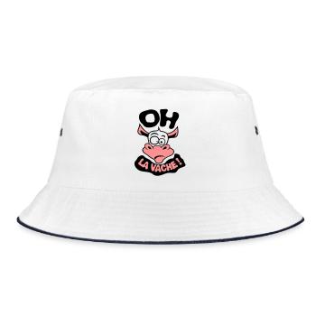 oh cow phrase citation exclamat - Bucket Hat - white/navy - Front