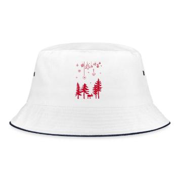 Elk forest Christmas decoration garland - Bucket Hat - white/navy - Front