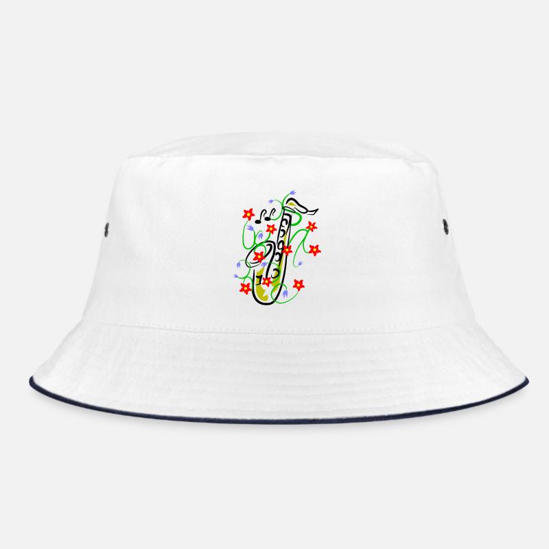Saxophon Design - Bucket Hat - Weiß/Navy