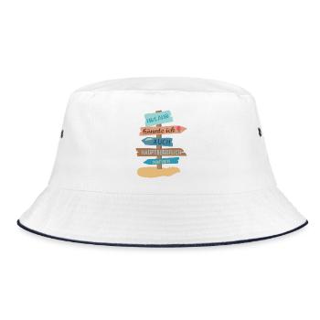 Urlaub - Bucket Hat - Weiß/Navy - Vorne