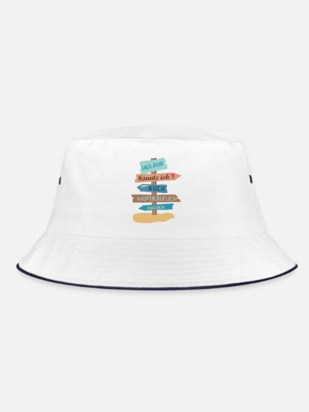 Urlaub - Bucket Hat - Weiß/Navy - Vorne