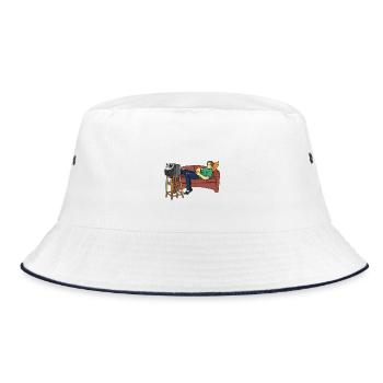 Couch potato lazy sleep watching TV - Bucket Hat - white/navy - Front