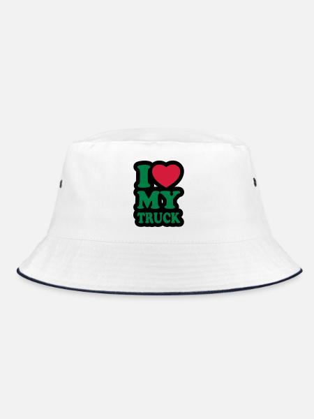 I love my truck - Ich liebe meinen LKW - Bucket Hat - Weiß/Navy