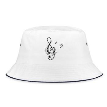 Notenschlüssel, Musik - Bucket Hat - Weiß/Navy - Vorne