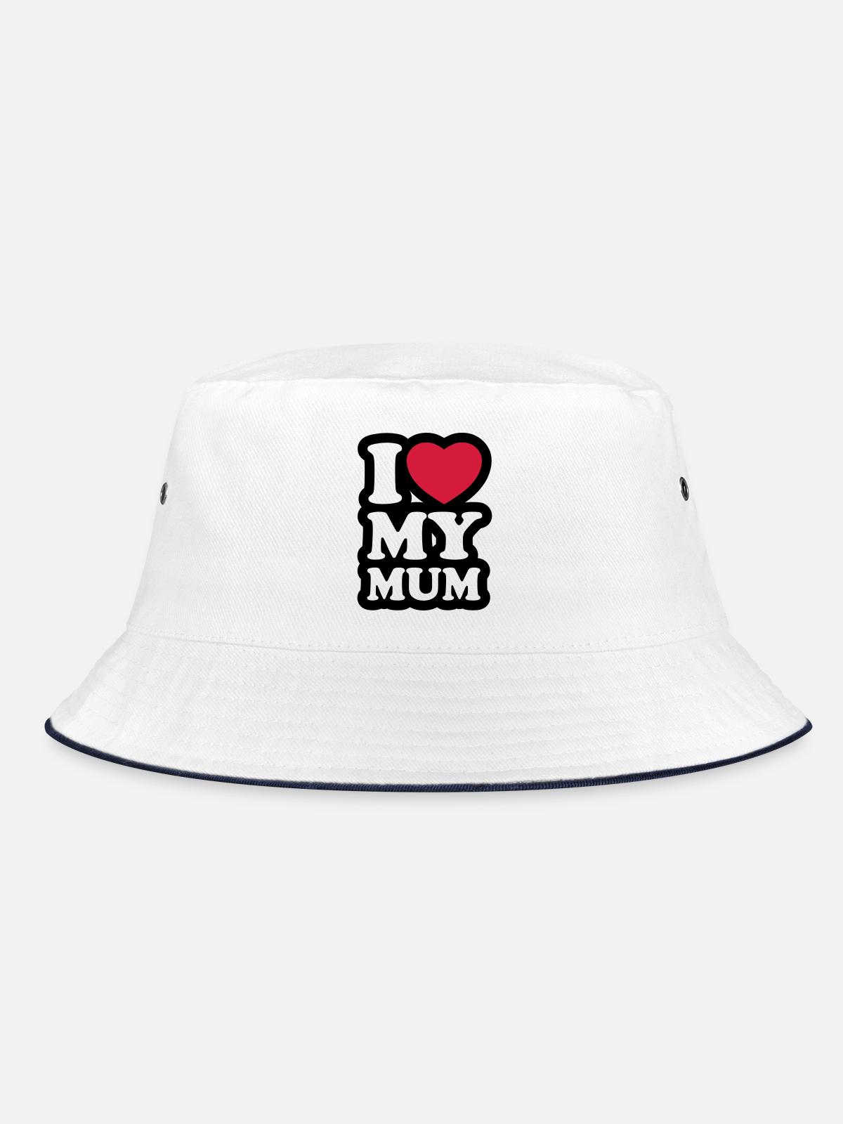 I love my mum - Bucket Hat - white/navy - Front