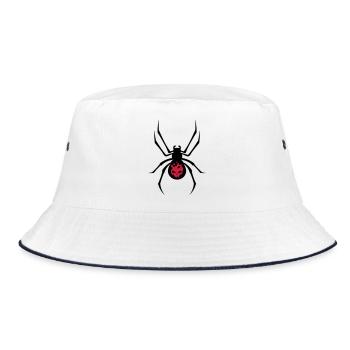 A black spider with red skull - Bucket Hat - white/navy - Front