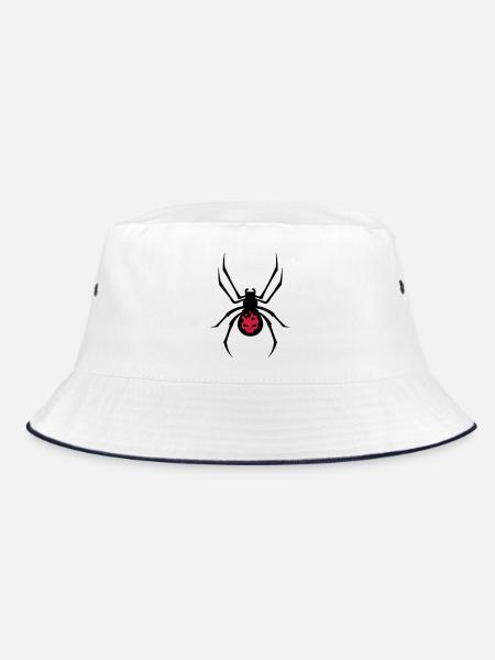 Schwarze Spinne mit Skull Muster - Bucket Hat - Weiß/Navy - Vorne