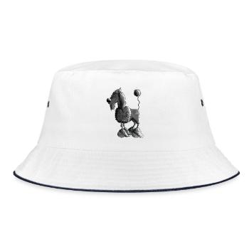 Dufter Pudel - Hund - Bucket Hat - Weiß/Navy - Vorne