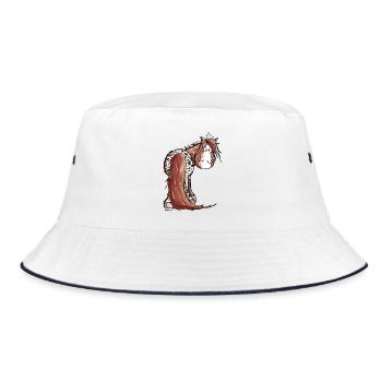 Goldiger Appaloosa - Westernpferd - Bucket Hat - Weiß/Navy - Vorne