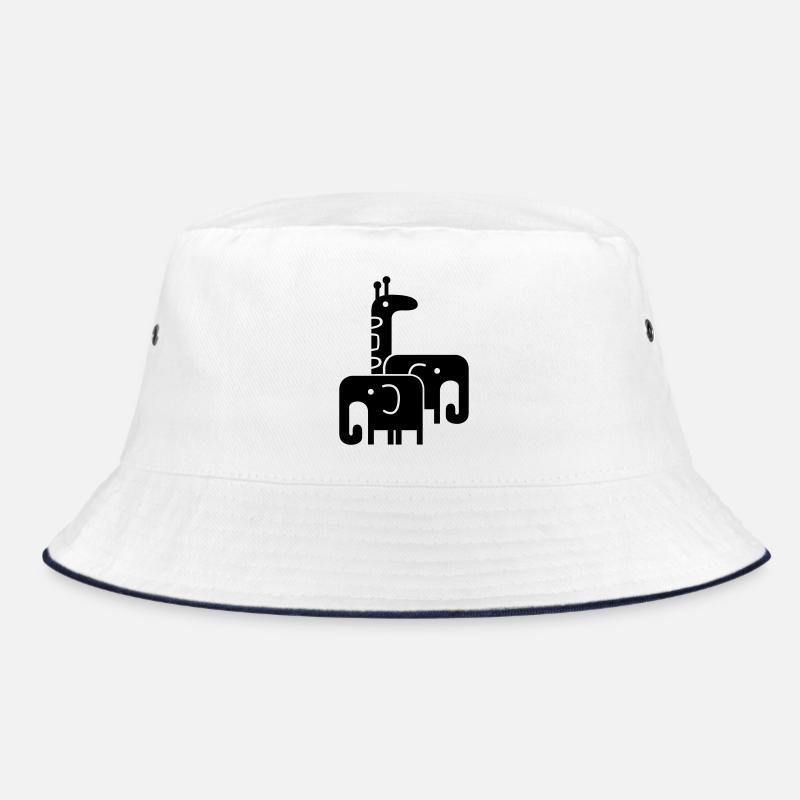 Tiere - Bucket Hat - Weiß/Navy