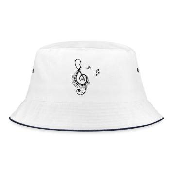 Clef avec des touches de piano et des notes - Bob - blanc/marine - Devant
