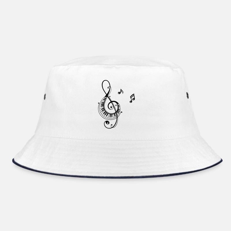Clef avec des touches de piano et des notes - Bob - blanc/marine