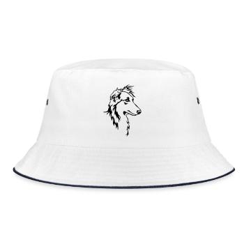 Long hair whippet head - Bucket Hat - white/navy - Front