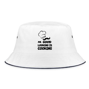 Mr good looking is cooking. Cooking Hero with Humor # - Bucket Hat - white/navy - Front