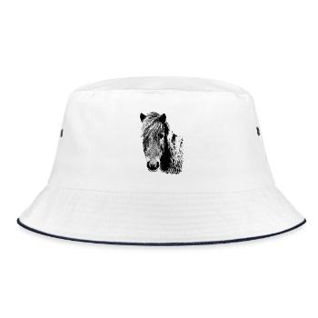 portait of a iceland horse / Islandpferd - Bucket Hat - Weiß/Navy - Vorne