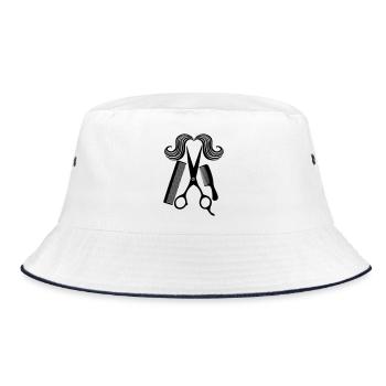 For hair salon with scissors two combs and a mustache - Bucket Hat - white/navy - Front