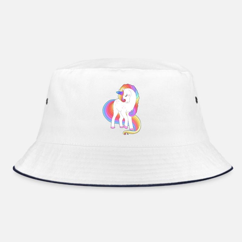 Verzaubertes Regenbogenmähnen-Einhorn - Bucket Hat - Weiß/Navy