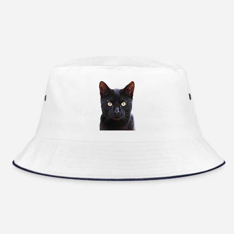 Katze schwarze Katze Katzen cat Cats - Bucket Hat - Weiß/Navy
