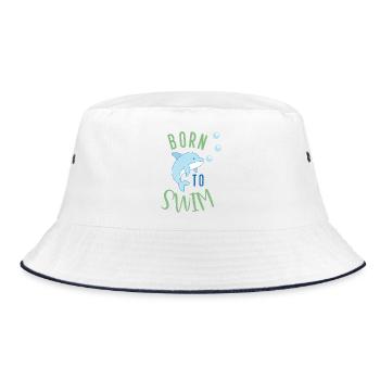 Born to swim - Bucket Hat - Weiß/Navy - Vorne