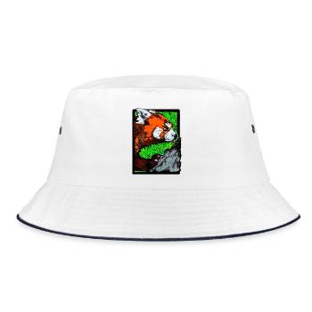 Roter Panda klettert auf Fels (Bunt) - Bucket Hat - Weiß/Navy - Vorne