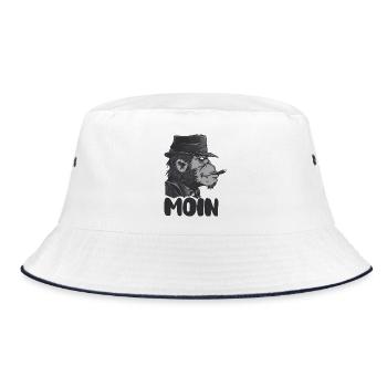 Mondnacht Gangsteraffe Moin - Bucket Hat - Weiß/Navy - Vorne