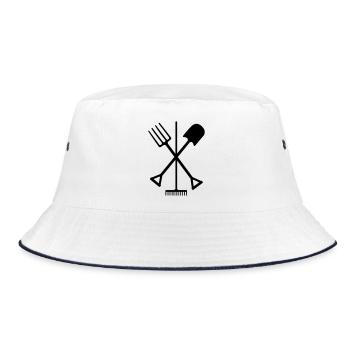 Garden tools shovel rake and pitchfork crossed - Bucket Hat - white/navy - Front