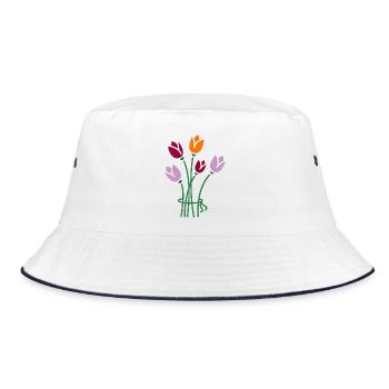 Flowers - Bucket Hat - white/navy - Front