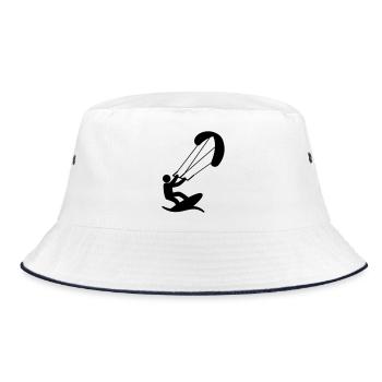 Kitesurfer Kite Surfer Wave Water Wind - Bucket Hat - white/navy - Front