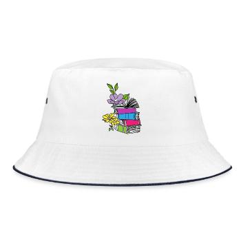 Books with flowers - Bucket Hat - white/navy - Front