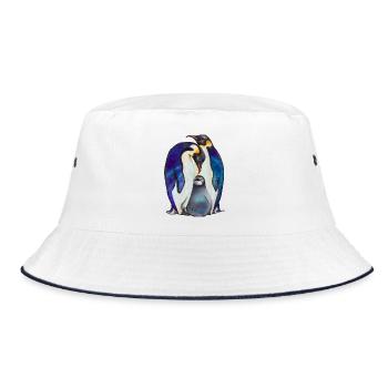Sweet penguins with starry sky - Bucket Hat - white/navy - Front