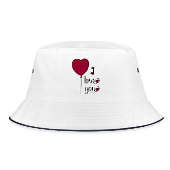 T-shirt for lovers - Bucket Hat - white/navy - Front