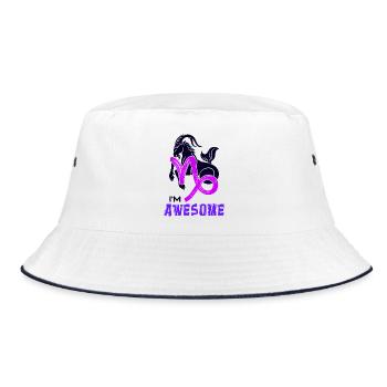 Steinbock Astrologie Horoskop Tierkreis Statement - Bucket Hat - Weiß/Navy - Vorne