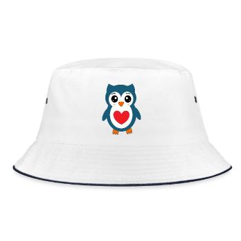 Eule blaue Eule  - Bucket Hat - Weiß/Navy - Vorne