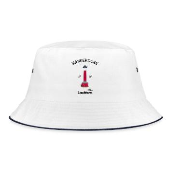 Wangerooge, kultiger alter Leuchtturm, Nordsee - Bucket Hat - Weiß/Navy - Vorne