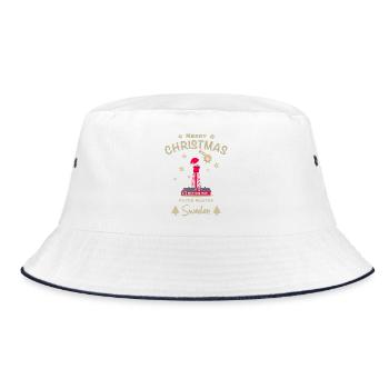Christmas, Sweden, Pater Noster Lighthouse - Bucket Hat - white/navy - Front
