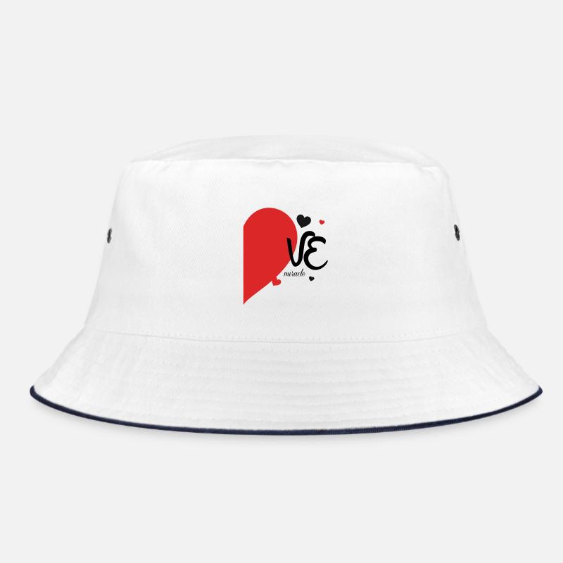 Romantic Heart Leaf Design on Textile Bucket Hat